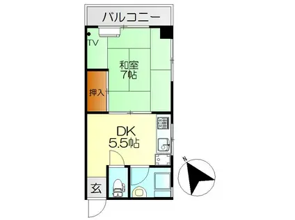 田中ビル(1DK/4階)の間取り写真