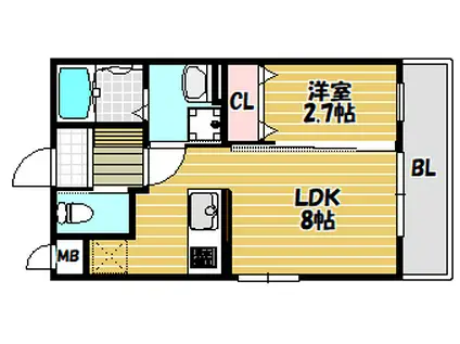 ST・RESIDENCE南津の辺(1LDK/2階)の間取り写真