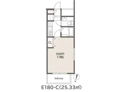 プラティーク馬事公苑(1K/2階)の間取り写真