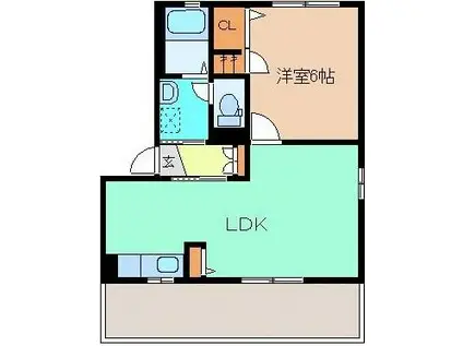 ステップワンE(1LDK/1階)の間取り写真
