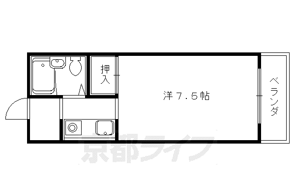 サンテラスリベーヌ(1K/1階)の間取り写真