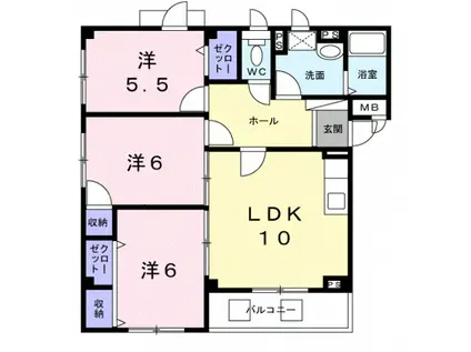 プランドール(3LDK/3階)の間取り写真