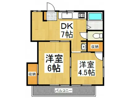 清水マンション(2DK/2階)の間取り写真