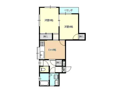 PALハイツ(2DK/2階)の間取り写真