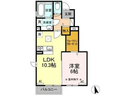 クローバー A(1LDK/1階)の間取り写真