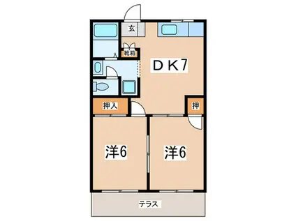 グランフレグランス1(2DK/1階)の間取り写真