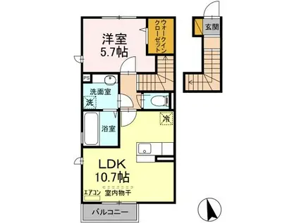 MILLGRAINEB(1LDK/2階)の間取り写真