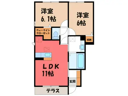 ル リッシュ A(2LDK/1階)の間取り写真