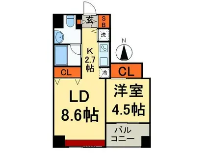 ビーロット新御徒町レジデンス(1LDK/10階)の間取り写真
