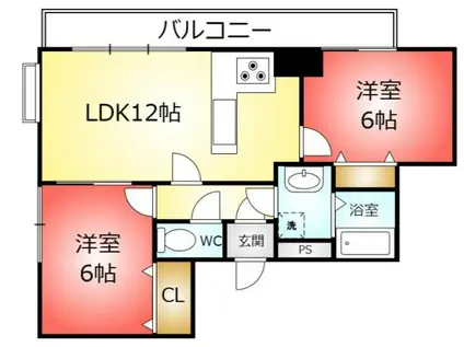 第2山瀬ビル(2LDK/3階)の間取り写真