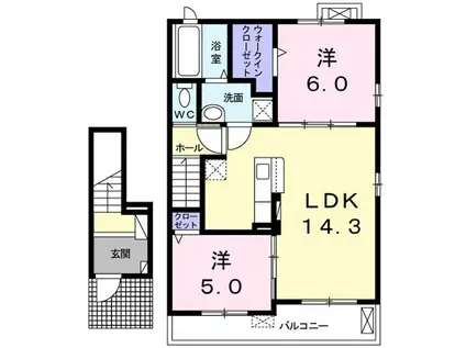 アールグレイ エル(2LDK/2階)の間取り写真