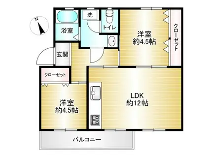 左近山団地6街区4号棟(2LDK/4階)の間取り写真