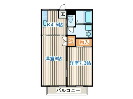 ヒルメゾン壱番館(2K/2階)の間取り写真