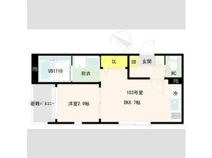 新田一丁目A アパート 3月末まで入居OK(1DK/1階)の間取り写真