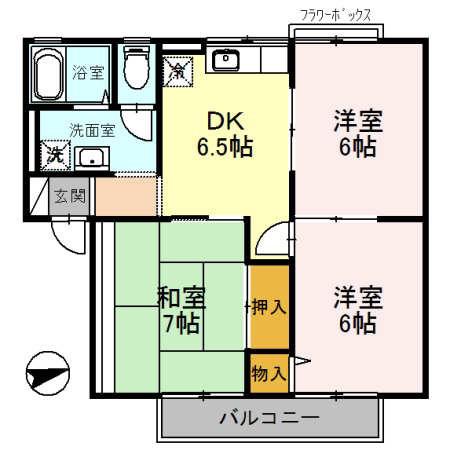 シャルム南山本(3DK/2階)の間取り写真