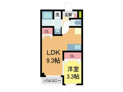 シエーナ川西中央3(1LDK/3階)の間取り写真