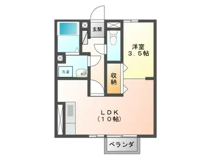 エヴァーグリーンコート(1LDK/2階)の間取り写真