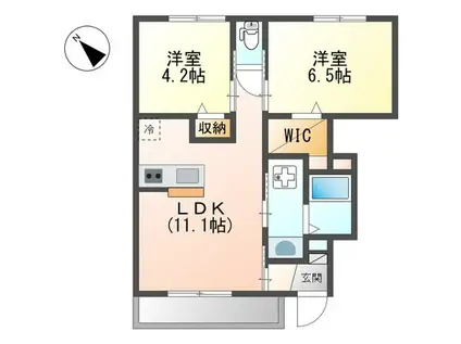 メゾン ラフィネA棟(2LDK/1階)の間取り写真