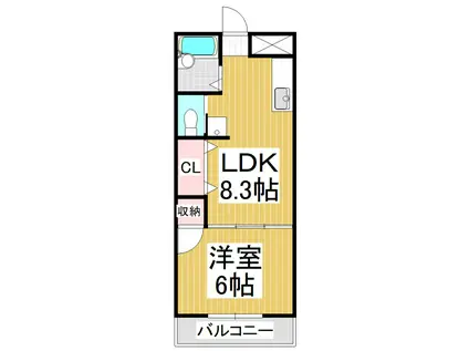 ロイヤルマンション九里巾(1LDK/2階)の間取り写真