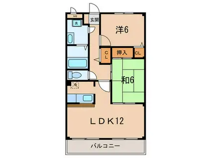 リバーサイドヒル(2LDK/2階)の間取り写真