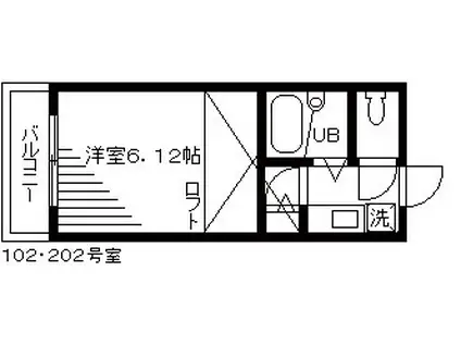 ジョイフルオークラNO.43(1K/2階)の間取り写真