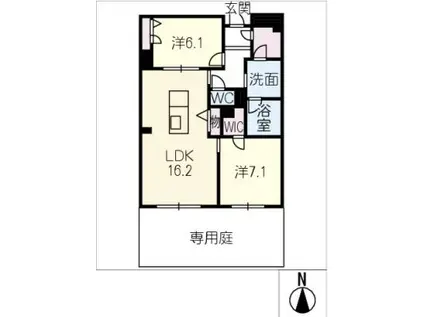 JM HIGASHIYAMA(2LDK/1階)の間取り写真