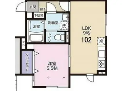 ヴィフヴィブ(1LDK/1階)の間取り写真