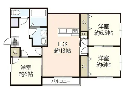 アベックスハイム井口明神A(3LDK/3階)の間取り写真