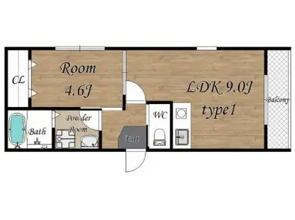 ディアコート守口A(1LDK/3階)の間取り写真