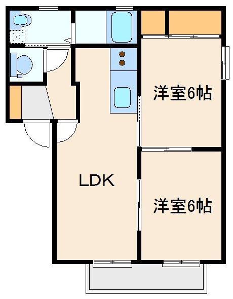 シャンテリーベンC(2LDK/2階)の間取り写真