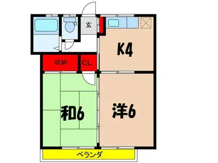 シルバーハイツゼロ(2K/2階)の間取り写真