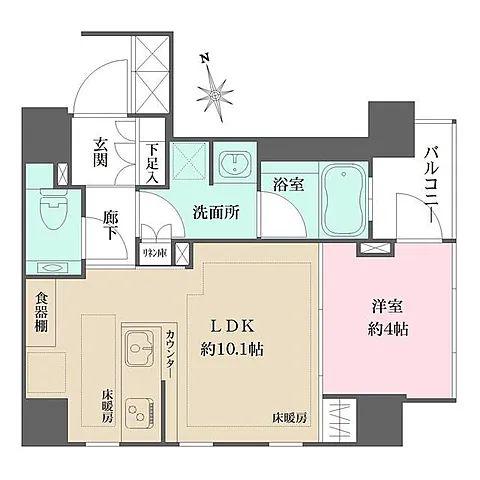 ザ・パークハウス アーバンス高輪(1LDK/8階)の間取り写真