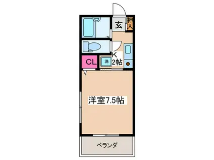 リバティーコート(1K/2階)の間取り写真