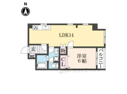 カームネス(1LDK/4階)の間取り写真