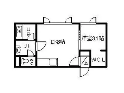 GRANDEUR永山(1DK/2階)の間取り写真