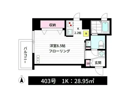 HNクボデラビル(1K/4階)の間取り写真