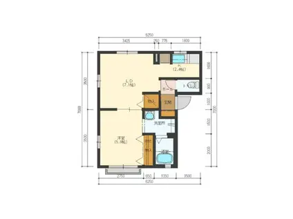 ハイタウン宮内C(1LDK/1階)の間取り写真