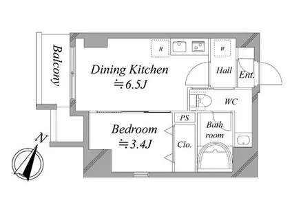 レジディア板橋本町プレイス(1DK/4階)の間取り写真