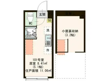 COEUR東蒲田(ワンルーム/1階)の間取り写真