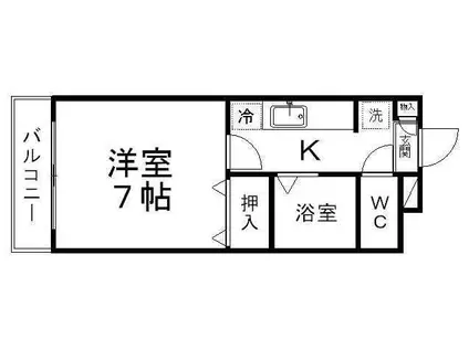 ソレイユ宮城野I(1K/4階)の間取り写真