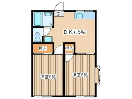 イルマ-レI番館(2DK/2階)の間取り写真