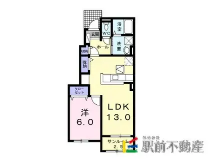 インペリアル・コート B棟(1LDK/1階)の間取り写真