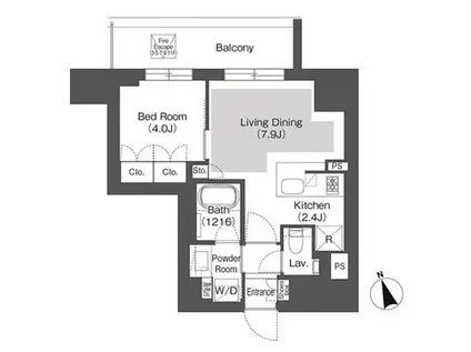 ベルビュー千代田飯田橋(1LDK/10階)の間取り写真