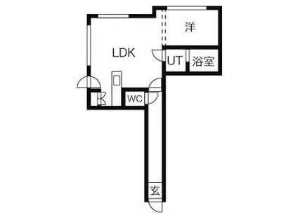 ヴィヴァーチェ琴似(1LDK/2階)の間取り写真