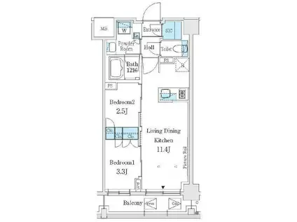 ジェイグランコート品川西大井イースト(2LDK/5階)の間取り写真