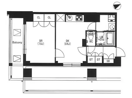 エスティメゾン中野(1DK/4階)の間取り写真