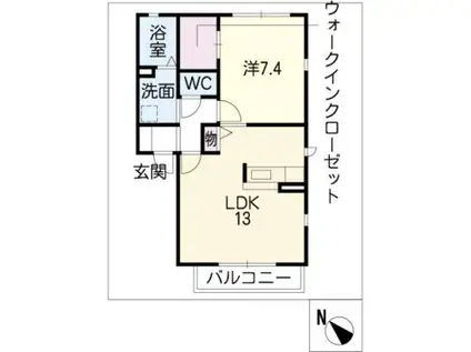 ヒルズ青山 B棟(1LDK/2階)の間取り写真