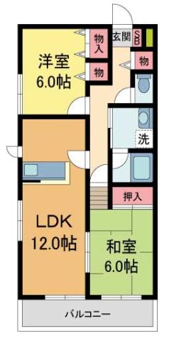メゾンドルフ(2LDK/1階)の間取り写真