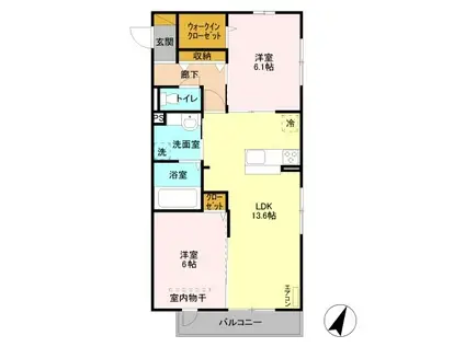 GRANDIR A(2LDK/3階)の間取り写真