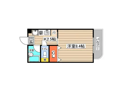 はよぴら盾(1K/1階)の間取り写真